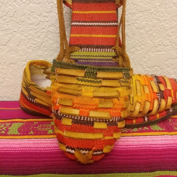 NEW Guatemalan Handmade Leather Boho Bohemian Hippie Shoes Flats Size 7 - Picture 10 of 10